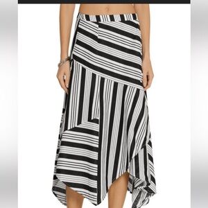 Zimmermann Linen Black and White Striped Asymmetrical Handkerchief Skirt Size 2